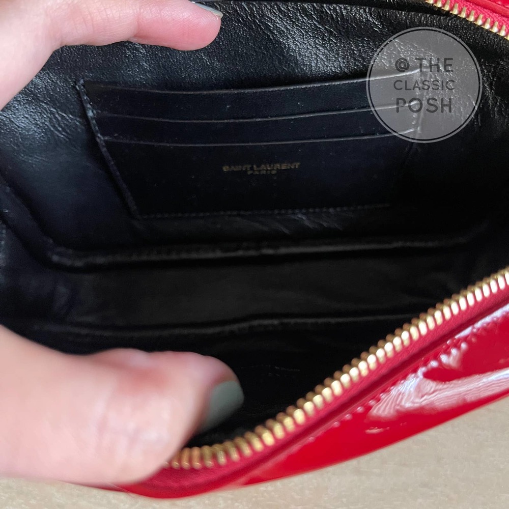 ❌SOLD❌ NEW SAINT LAURENT Lou Mini Matelassé Patent Leather Camera Bag RED - Picture 8 of 12